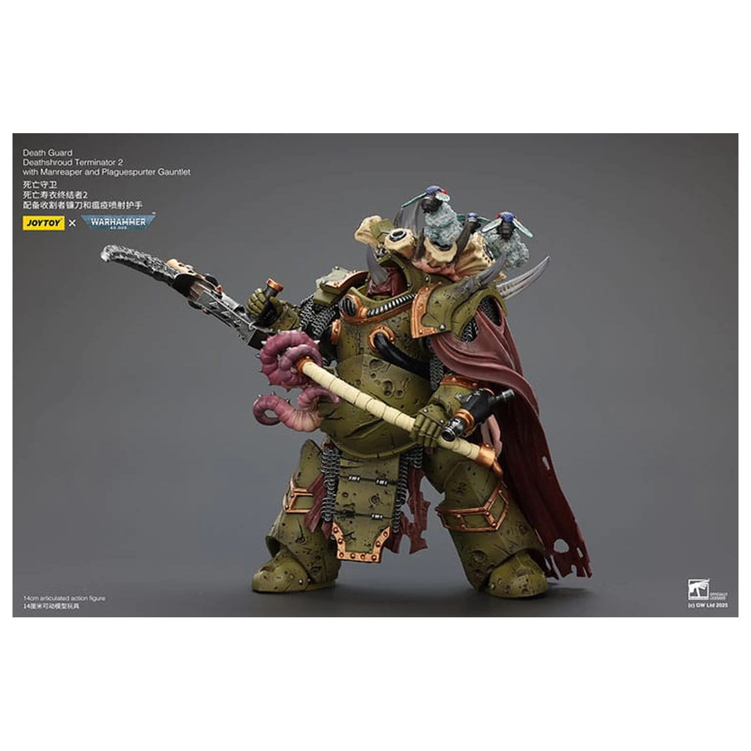 Warhammer 40k akční figurka 1/18 Death Guard Deathshroud Terminator 2 s Manreaper a Plaguespurter Gauntlet 14 cm fotografii produktu