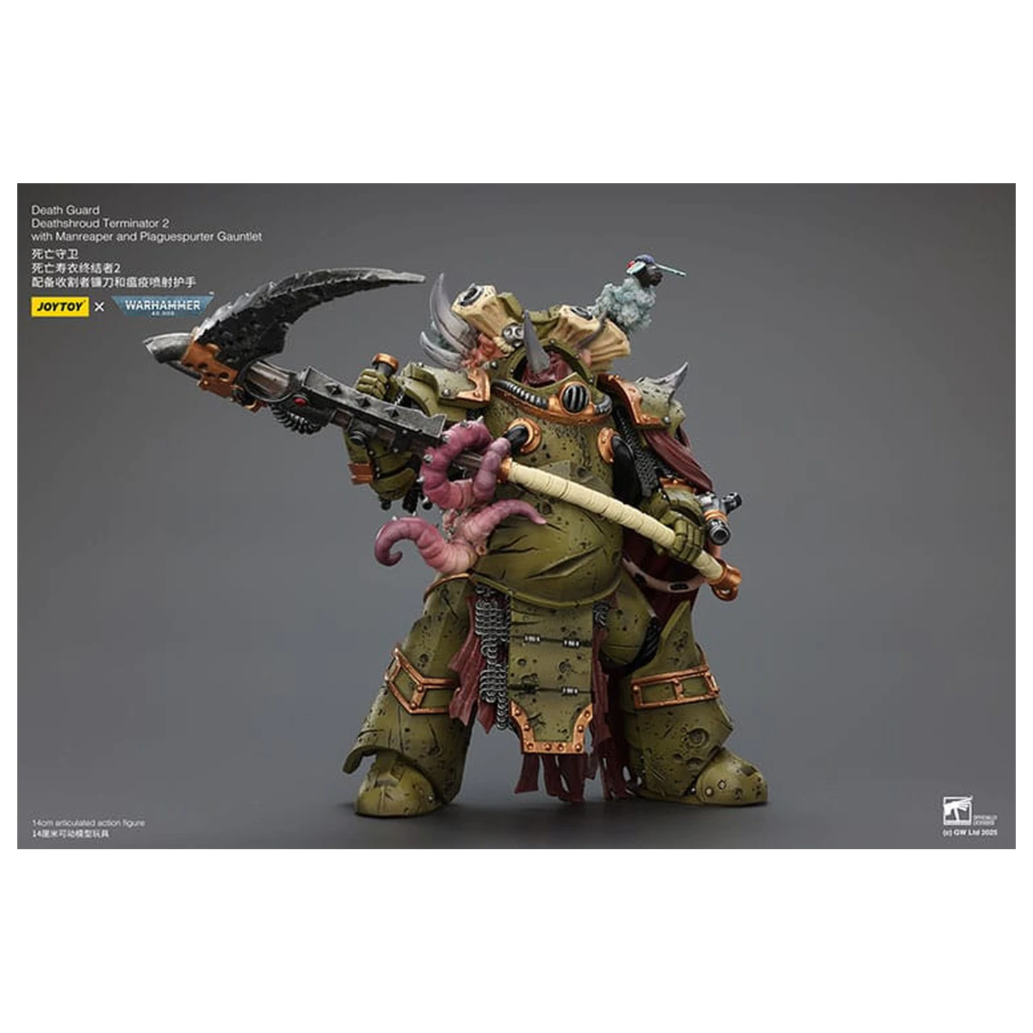 Warhammer 40k akční figurka 1/18 Death Guard Deathshroud Terminator 2 s Manreaper a Plaguespurter Gauntlet 14 cm fotografii produktu