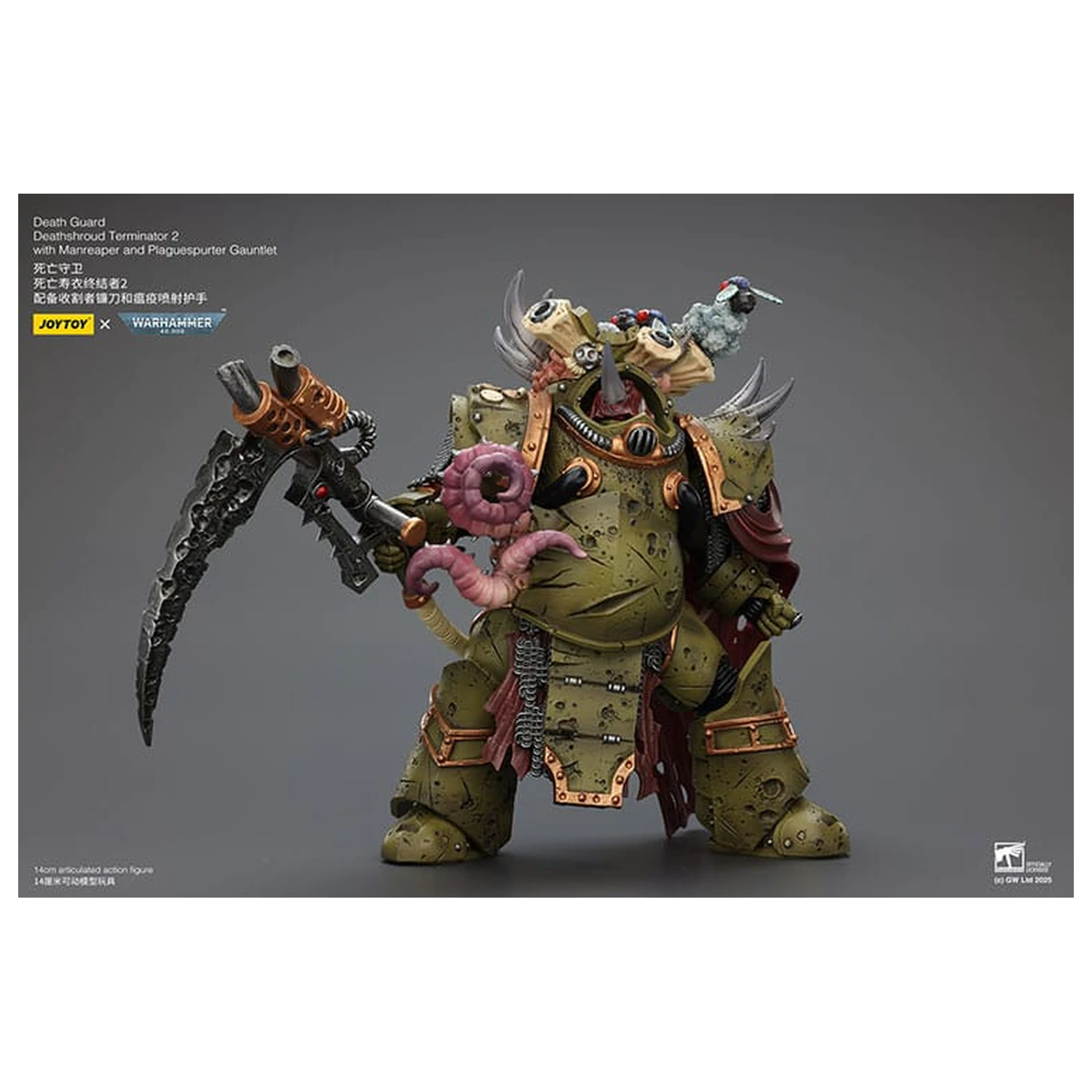Warhammer 40k akční figurka 1/18 Death Guard Deathshroud Terminator 2 s Manreaper a Plaguespurter Gauntlet 14 cm fotografii produktu