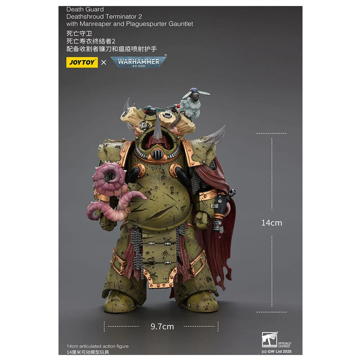 Warhammer 40k akční figurka 1/18 Death Guard Deathshroud Terminator 2 s Manreaper a Plaguespurter Gauntlet 14 cm fotografii produktu