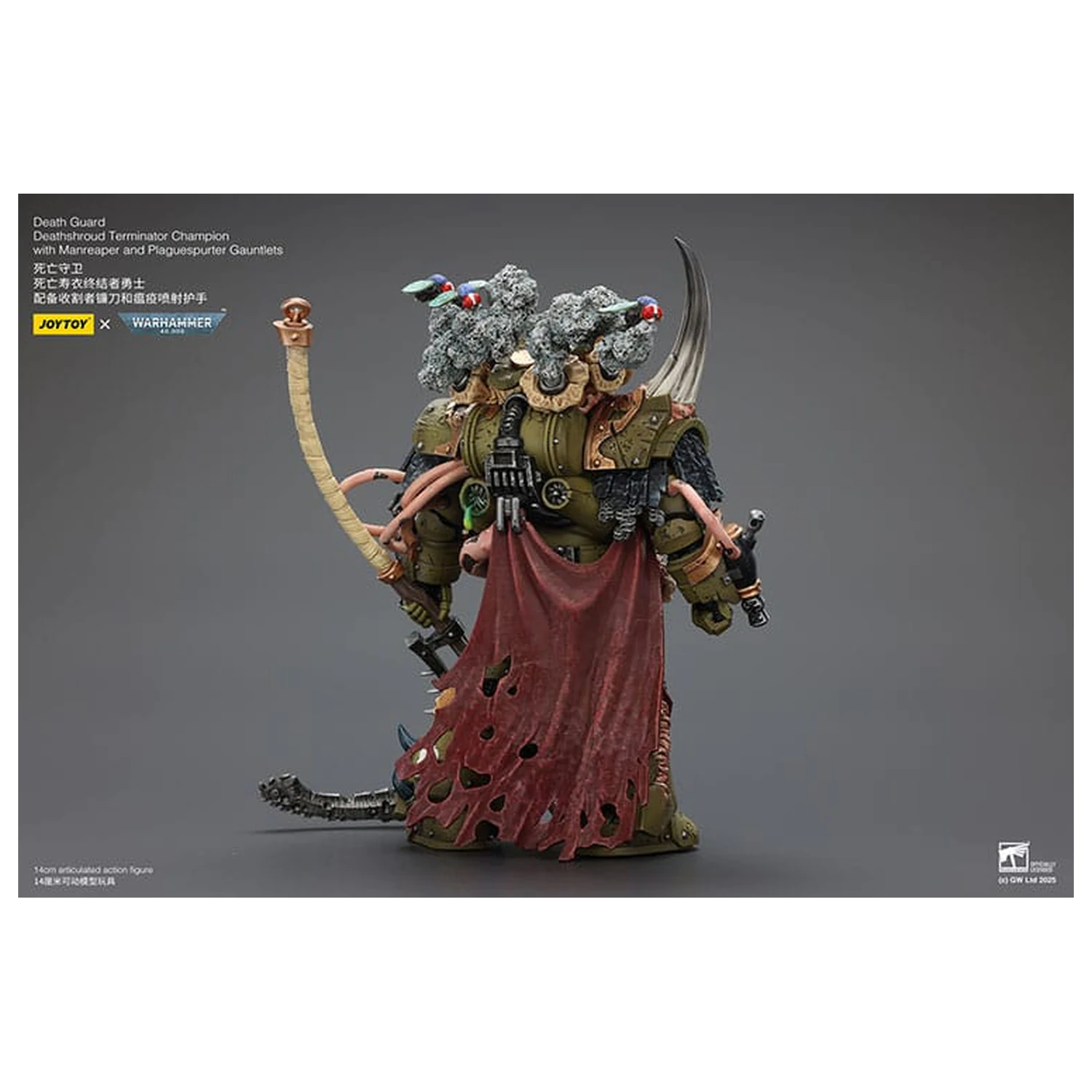 Warhammer 40k Akční figurka 1/18 Death Guard Deathshroud Terminator Champion s Manreaper a Plaguespurter Gauntlets 14 cm fotografii produktu