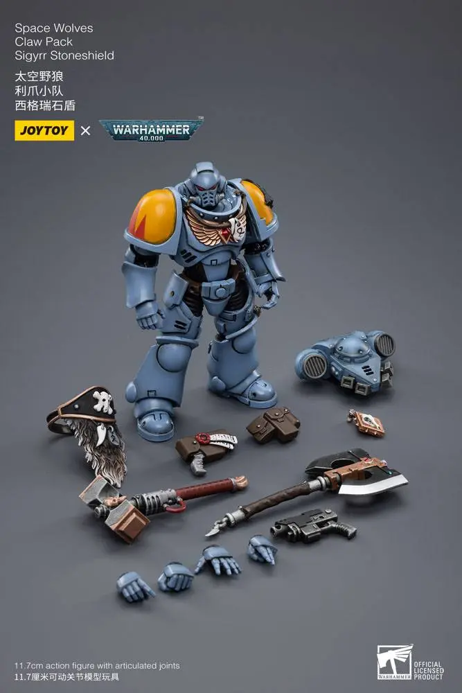 Warhammer 40k akční figurka 1/18 Space Wolves Claw Pack Sigyrr Stoneshield 12 cm fotografii produktu