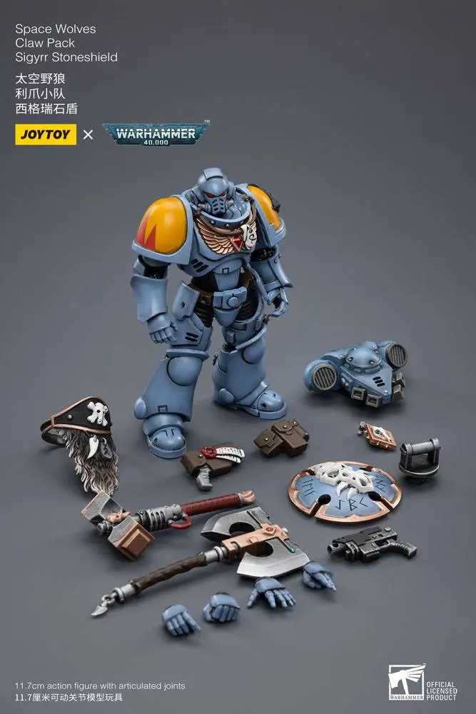 Warhammer 40k akční figurka 1/18 Space Wolves Claw Pack Sigyrr Stoneshield 12 cm fotografii produktu