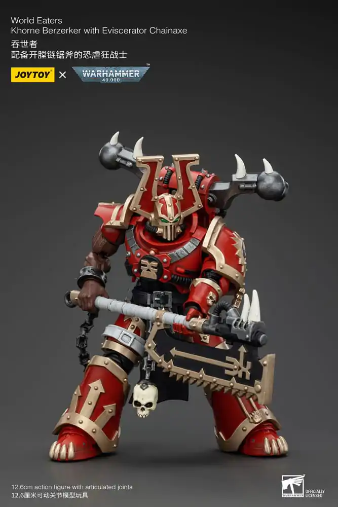 Warhammer 40k akční figurka 1/18 World Eaters Khorne Berzerker s Eviscerator Chainaxe 13 cm fotografii produktu