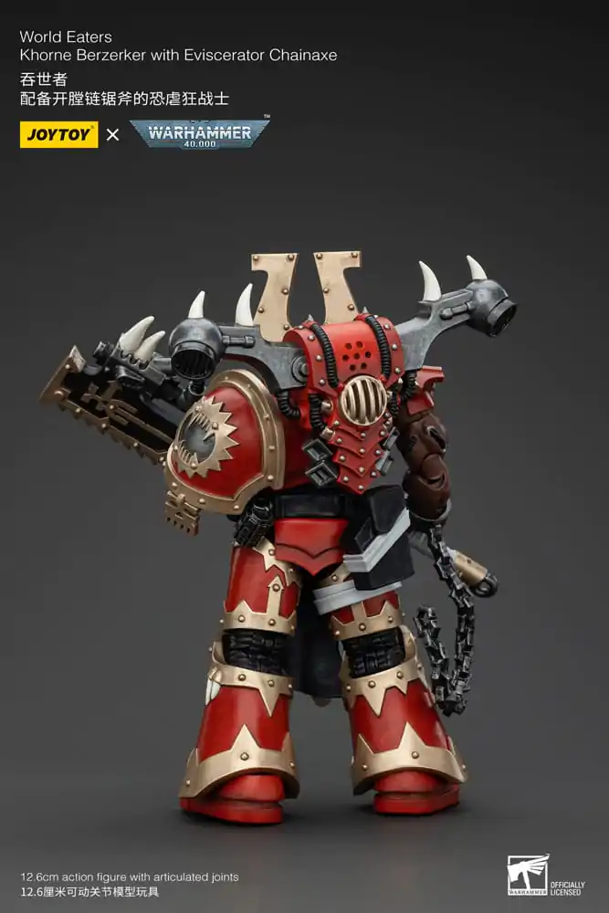 Warhammer 40k akční figurka 1/18 World Eaters Khorne Berzerker s Eviscerator Chainaxe 13 cm fotografii produktu