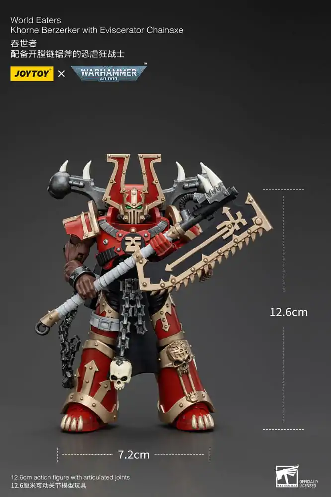 Warhammer 40k akční figurka 1/18 World Eaters Khorne Berzerker s Eviscerator Chainaxe 13 cm fotografii produktu