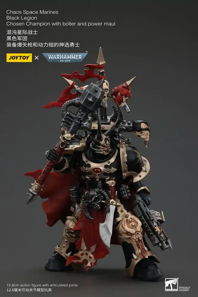 Warhammer 40k akční figurka Chaos Space Marines Black Legion Chosen Champion s bolterem a silovým palcátem 20 cm fotografii produktu