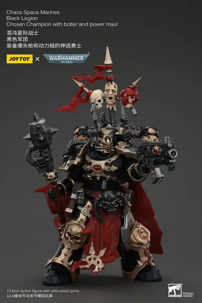 Warhammer 40k akční figurka Chaos Space Marines Black Legion Chosen Champion s bolterem a silovým palcátem 20 cm fotografii produktu