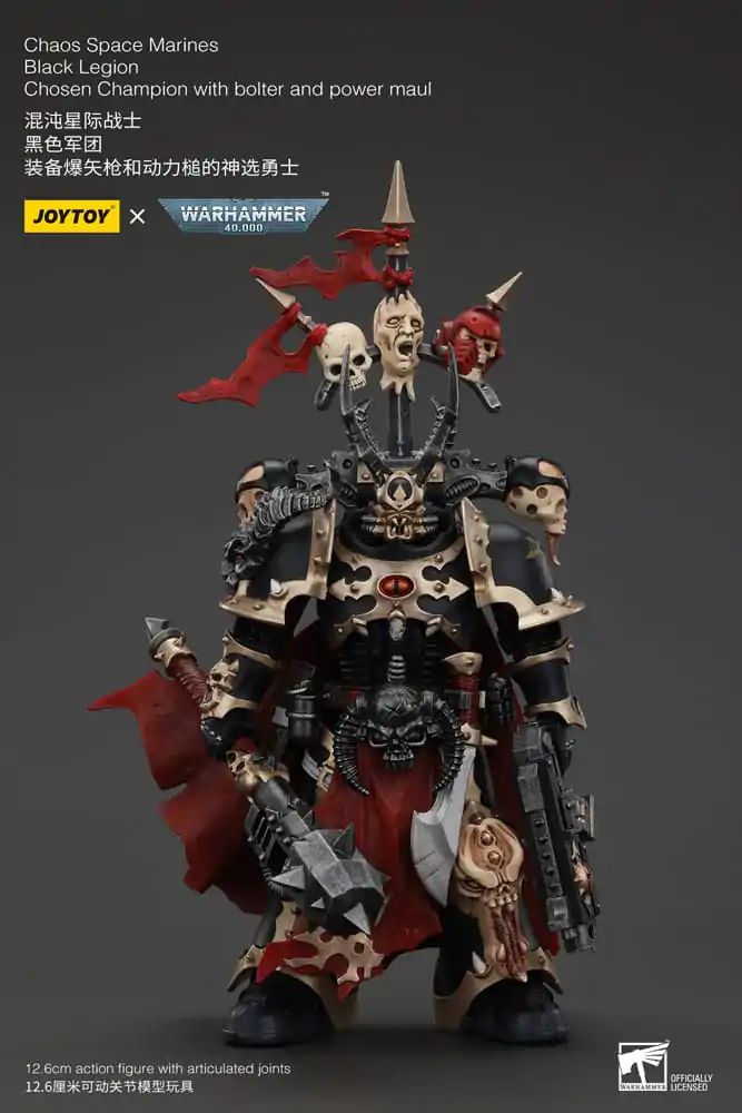 Warhammer 40k akční figurka Chaos Space Marines Black Legion Chosen Champion s bolterem a silovým palcátem 20 cm fotografii produktu