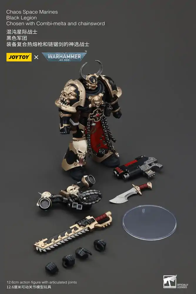 Akční figurka Warhammer 40k Chaos Space Marines Black Legion Chosen s Combi-melta a řetězovým mečem 20 cm fotografii produktu