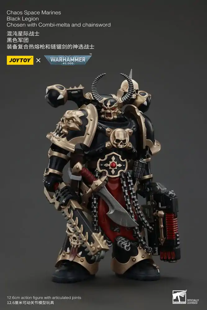 Akční figurka Warhammer 40k Chaos Space Marines Black Legion Chosen s Combi-melta a řetězovým mečem 20 cm fotografii produktu