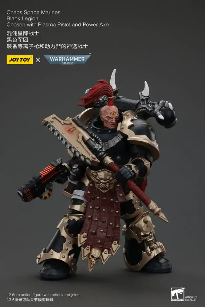 Akční figurka Warhammer 40k Chaos Space Marines Black Legion Chosen s plazmovou pistolí a silovou sekerou 20 cm fotografii produktu