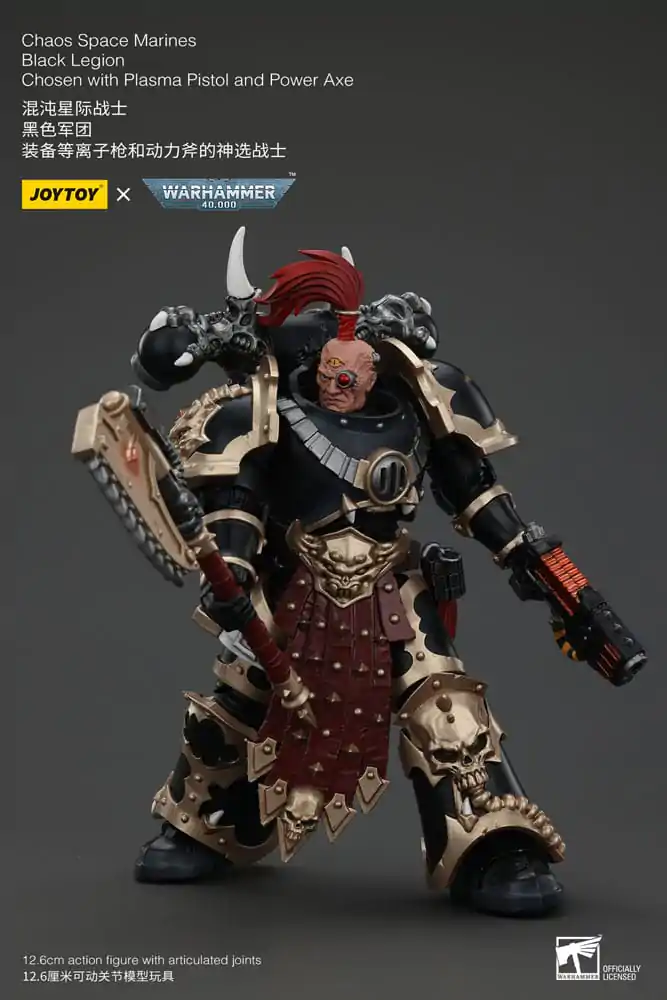 Akční figurka Warhammer 40k Chaos Space Marines Black Legion Chosen s plazmovou pistolí a silovou sekerou 20 cm fotografii produktu