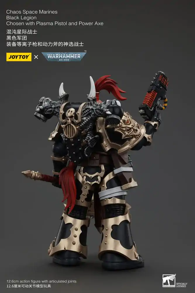 Akční figurka Warhammer 40k Chaos Space Marines Black Legion Chosen s plazmovou pistolí a silovou sekerou 20 cm fotografii produktu