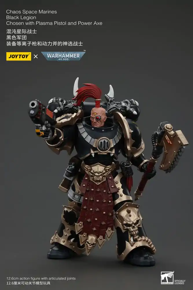 Akční figurka Warhammer 40k Chaos Space Marines Black Legion Chosen s plazmovou pistolí a silovou sekerou 20 cm fotografii produktu