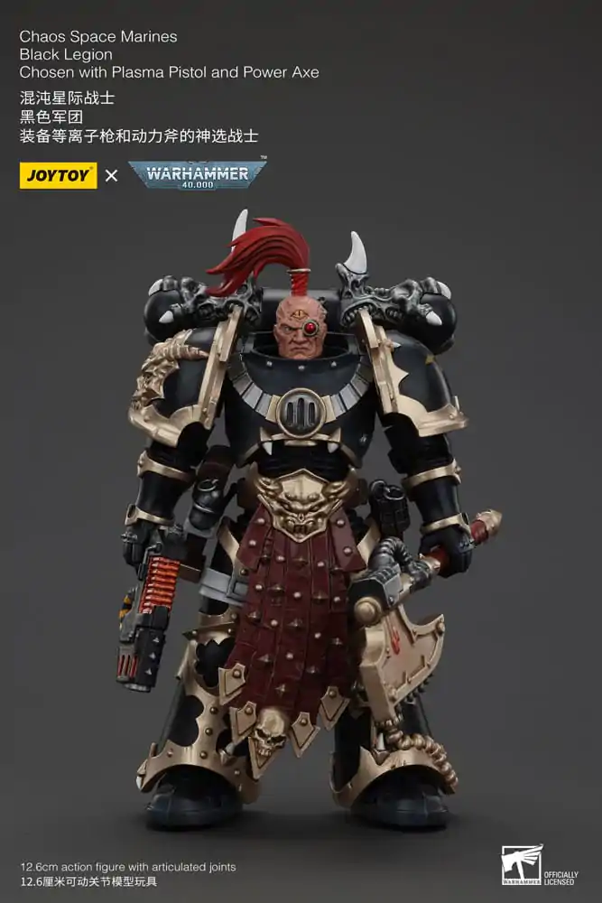 Akční figurka Warhammer 40k Chaos Space Marines Black Legion Chosen s plazmovou pistolí a silovou sekerou 20 cm fotografii produktu