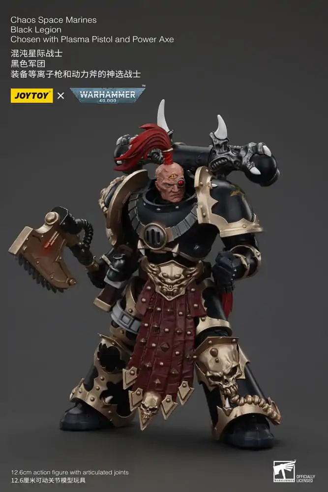 Akční figurka Warhammer 40k Chaos Space Marines Black Legion Chosen s plazmovou pistolí a silovou sekerou 20 cm fotografii produktu