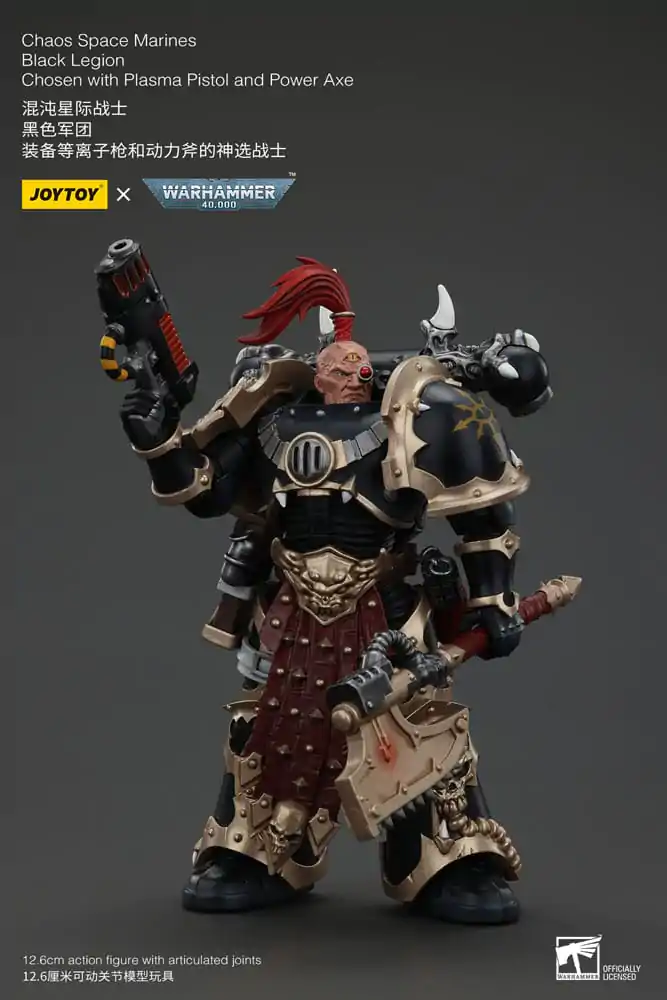 Akční figurka Warhammer 40k Chaos Space Marines Black Legion Chosen s plazmovou pistolí a silovou sekerou 20 cm fotografii produktu