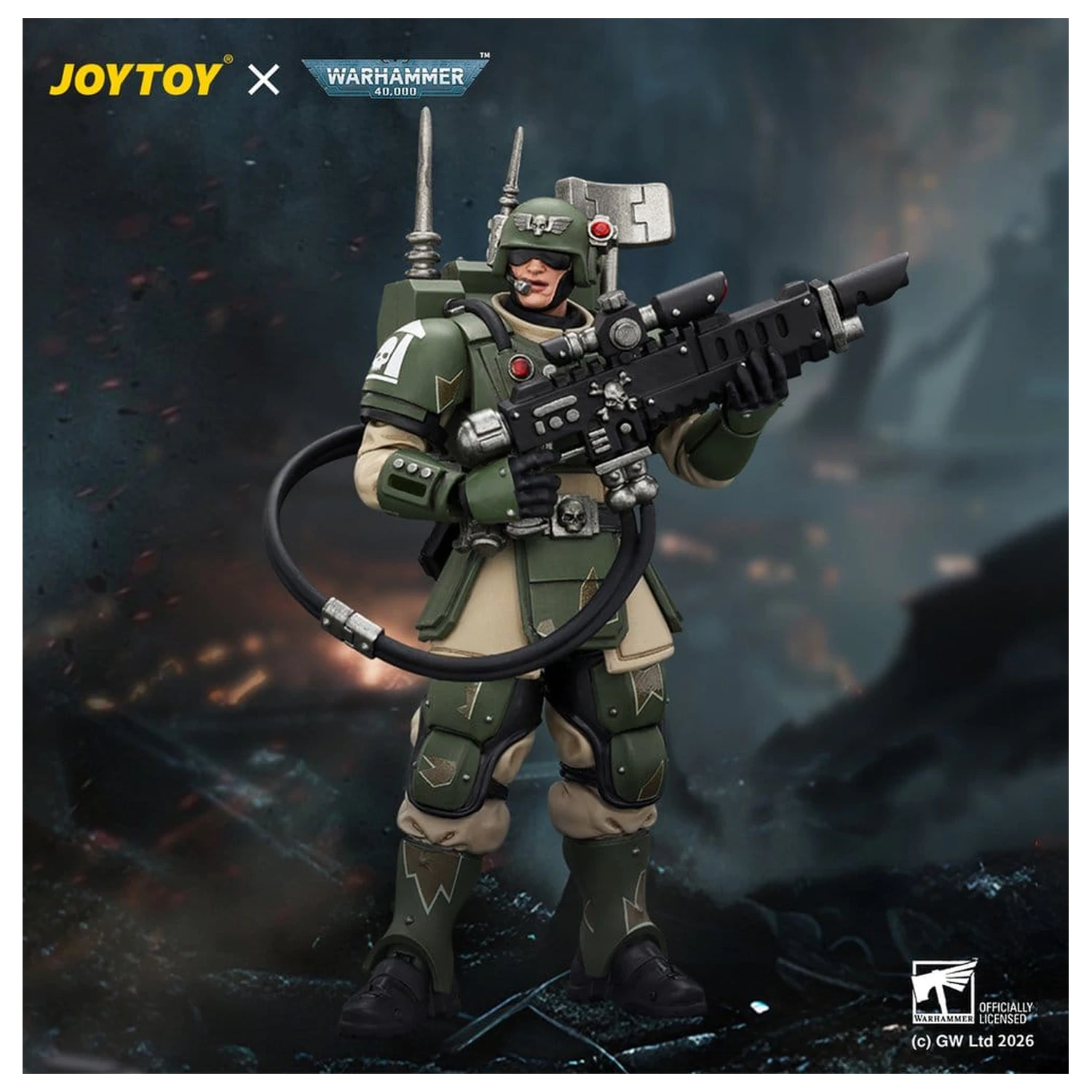 Warhammer akční figurka Astra Militarum Kasrkin 3 s Hot-shot Lasgun a Vox-caster fotografii produktu