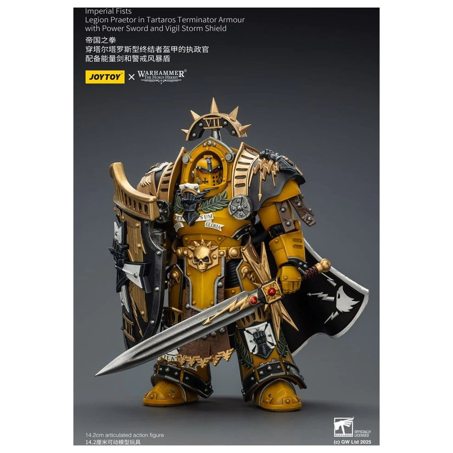 Warhammer Imperial Fists Action Figure Legion Praetor v Tartaros Terminator Armour s Power Sword a Vigil Storm Shield 14 cm fotografii produktu