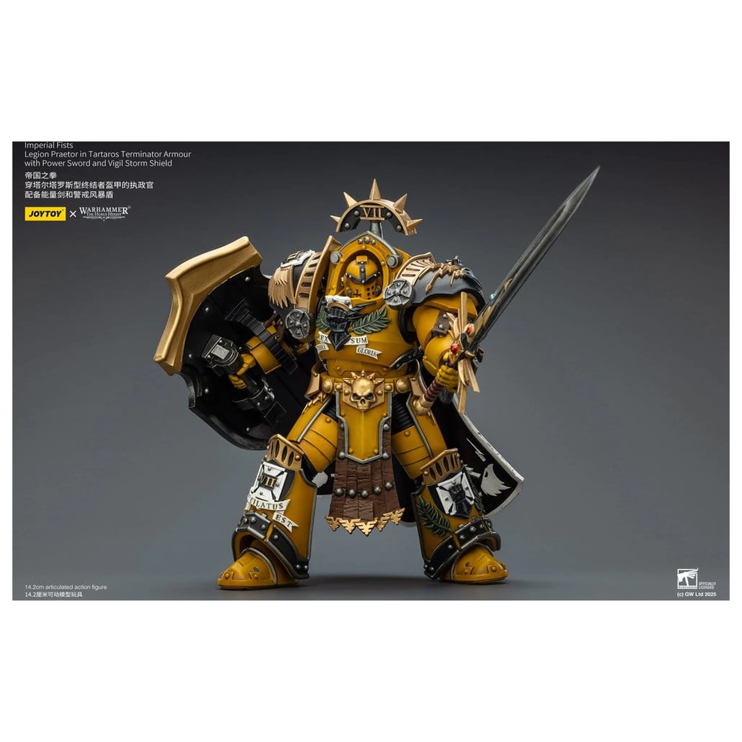 Warhammer Imperial Fists Action Figure Legion Praetor v Tartaros Terminator Armour s Power Sword a Vigil Storm Shield 14 cm fotografii produktu