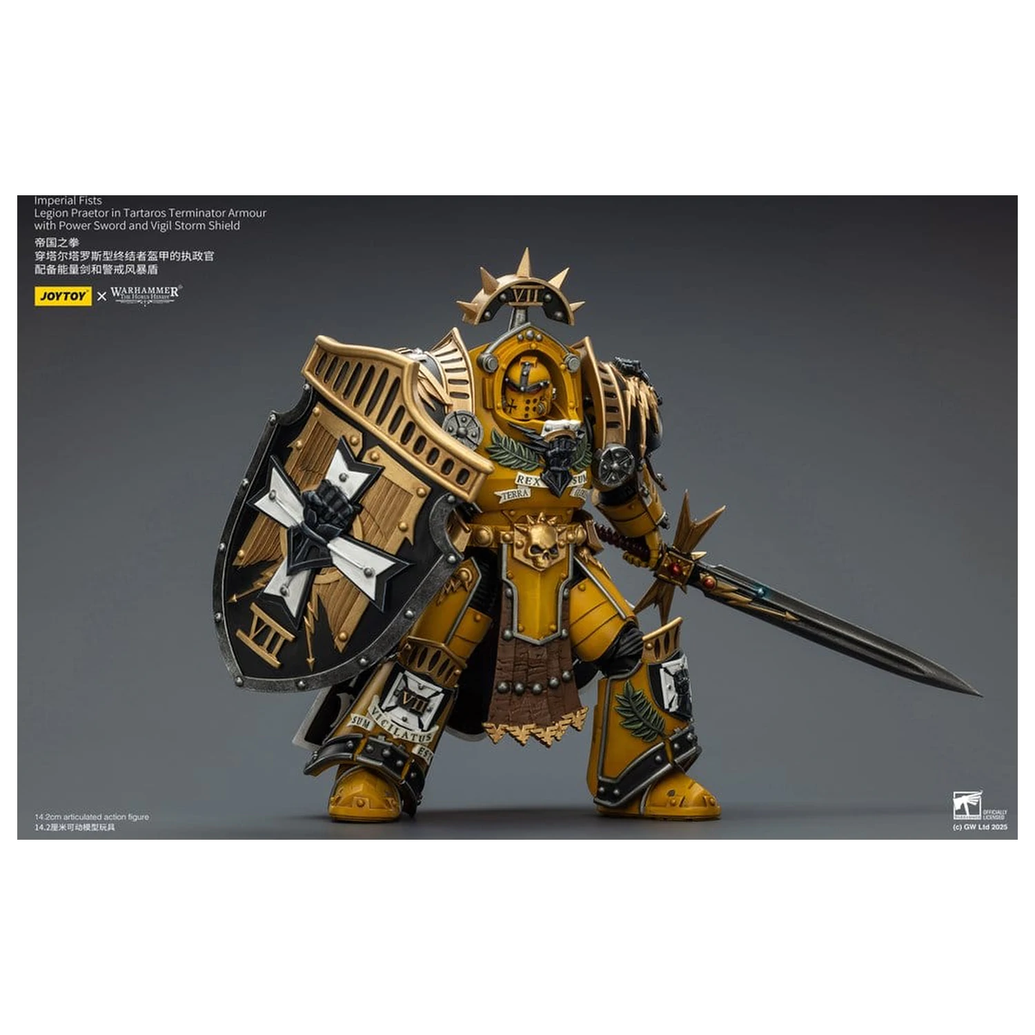 Warhammer Imperial Fists Action Figure Legion Praetor v Tartaros Terminator Armour s Power Sword a Vigil Storm Shield 14 cm fotografii produktu