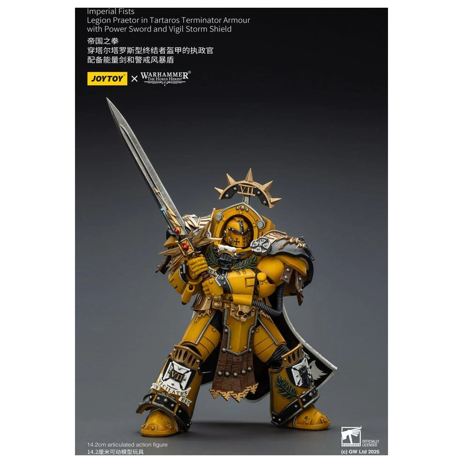 Warhammer Imperial Fists Action Figure Legion Praetor v Tartaros Terminator Armour s Power Sword a Vigil Storm Shield 14 cm fotografii produktu