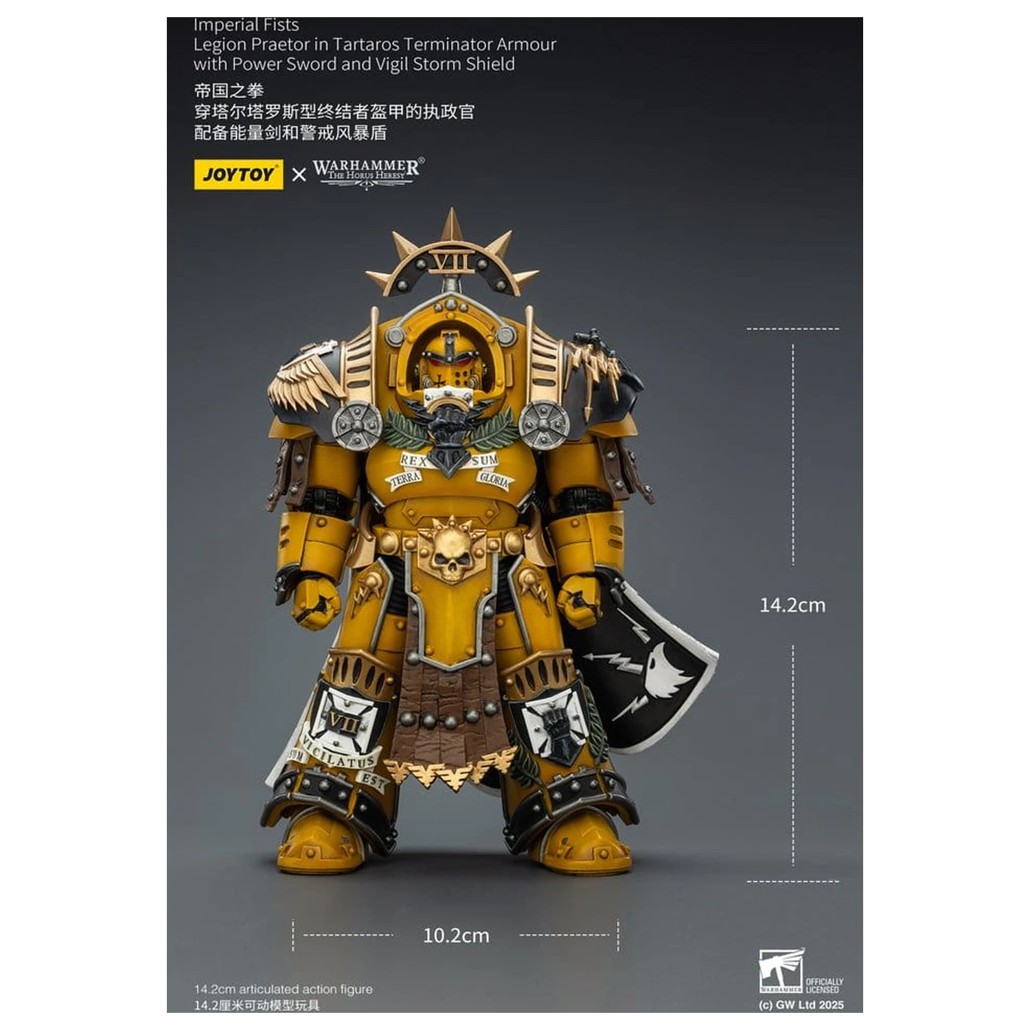 Warhammer Imperial Fists Action Figure Legion Praetor v Tartaros Terminator Armour s Power Sword a Vigil Storm Shield 14 cm fotografii produktu
