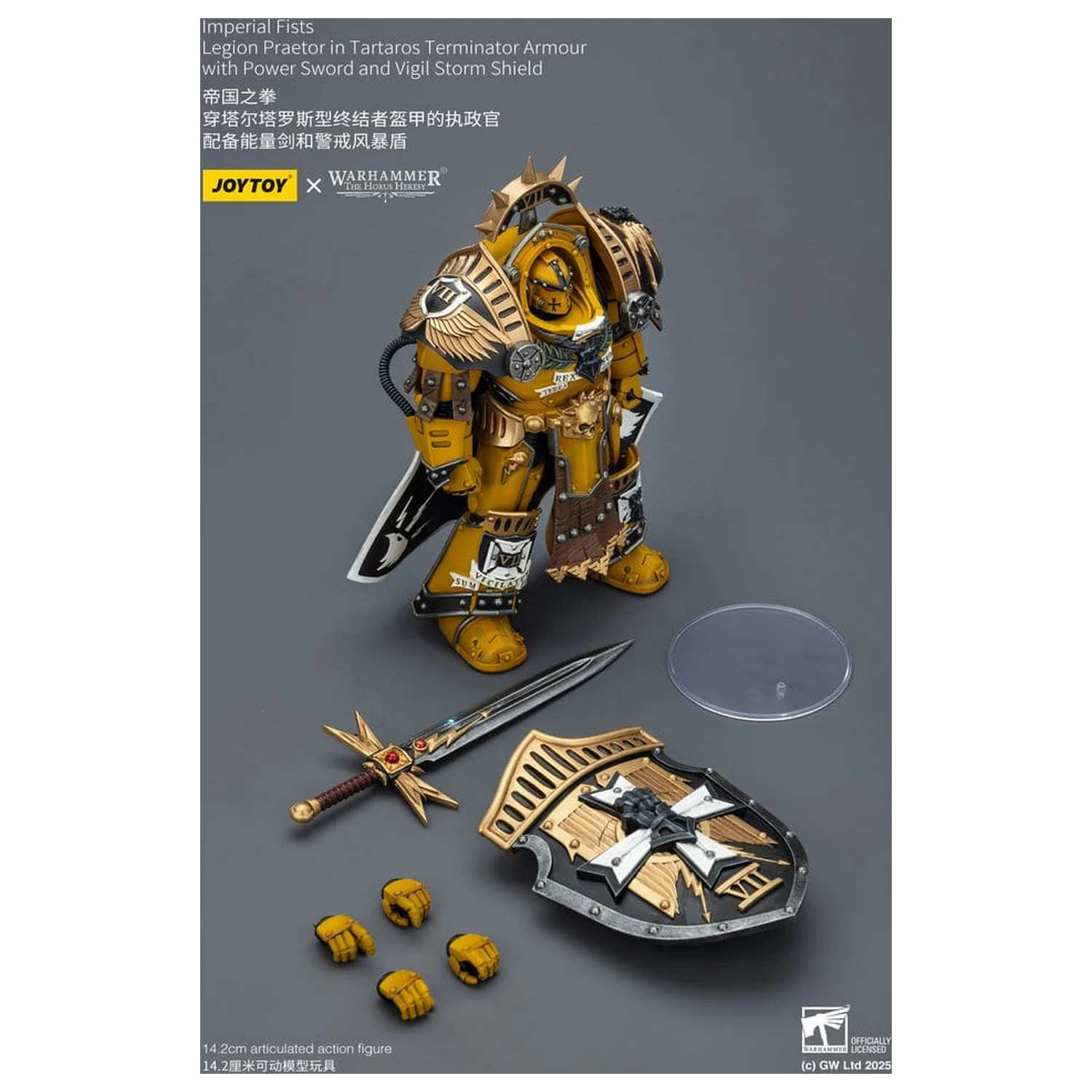 Warhammer Imperial Fists Action Figure Legion Praetor v Tartaros Terminator Armour s Power Sword a Vigil Storm Shield 14 cm fotografii produktu