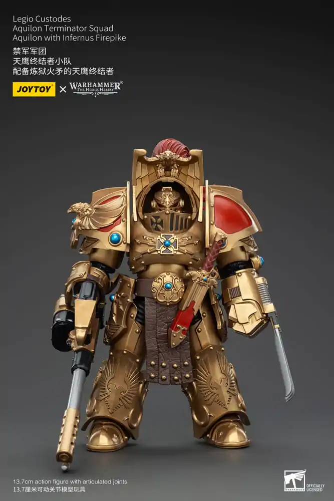 Warhammer The Horus Heresy akční figurka 1/18 Legio Custodes Aquilon Terminator Squad Aquilon s Infernus Firepike 14 cm fotografii produktu