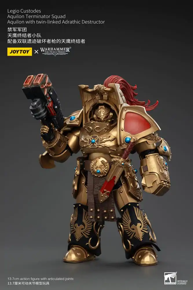 Warhammer The Horus Heresy akční figurka 1/18 Legio Custodes Aquilon Terminator Squad Aquilon s dvojitým Adrathic Destructorem 14 cm fotografii produktu