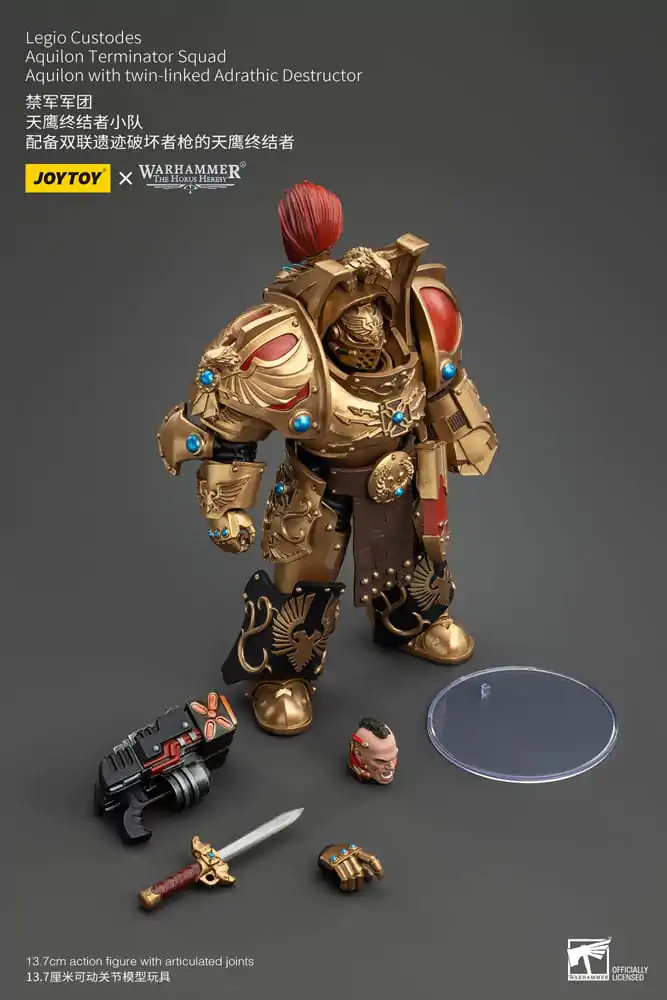 Warhammer The Horus Heresy akční figurka 1/18 Legio Custodes Aquilon Terminator Squad Aquilon s dvojitým Adrathic Destructorem 14 cm fotografii produktu