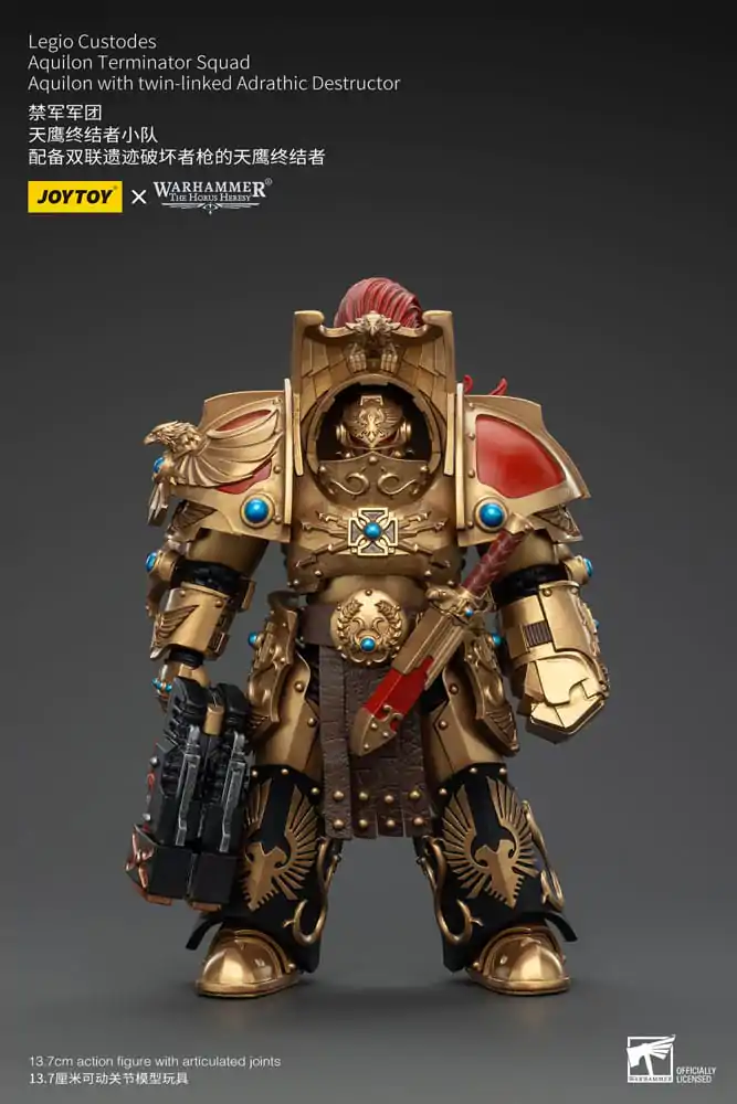 Warhammer The Horus Heresy akční figurka 1/18 Legio Custodes Aquilon Terminator Squad Aquilon s dvojitým Adrathic Destructorem 14 cm fotografii produktu