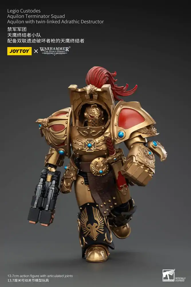 Warhammer The Horus Heresy akční figurka 1/18 Legio Custodes Aquilon Terminator Squad Aquilon s dvojitým Adrathic Destructorem 14 cm fotografii produktu