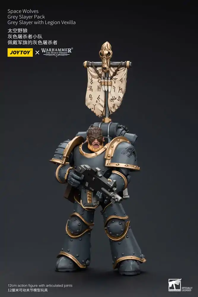 Warhammer The Horus Heresy akční figurka 1/18 Space Wolves Grey Slayer Pack Grey Slayer s Legion Vexilla 12 cm fotografii produktu