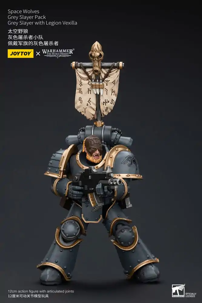 Warhammer The Horus Heresy akční figurka 1/18 Space Wolves Grey Slayer Pack Grey Slayer s Legion Vexilla 12 cm fotografii produktu