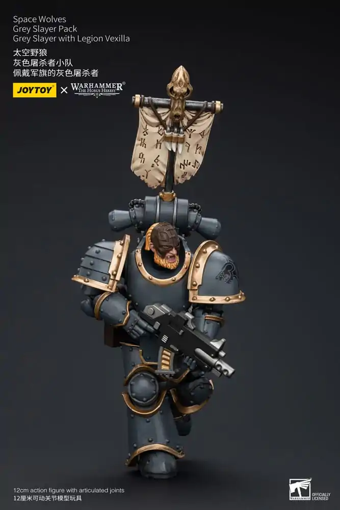 Warhammer The Horus Heresy akční figurka 1/18 Space Wolves Grey Slayer Pack Grey Slayer s Legion Vexilla 12 cm fotografii produktu