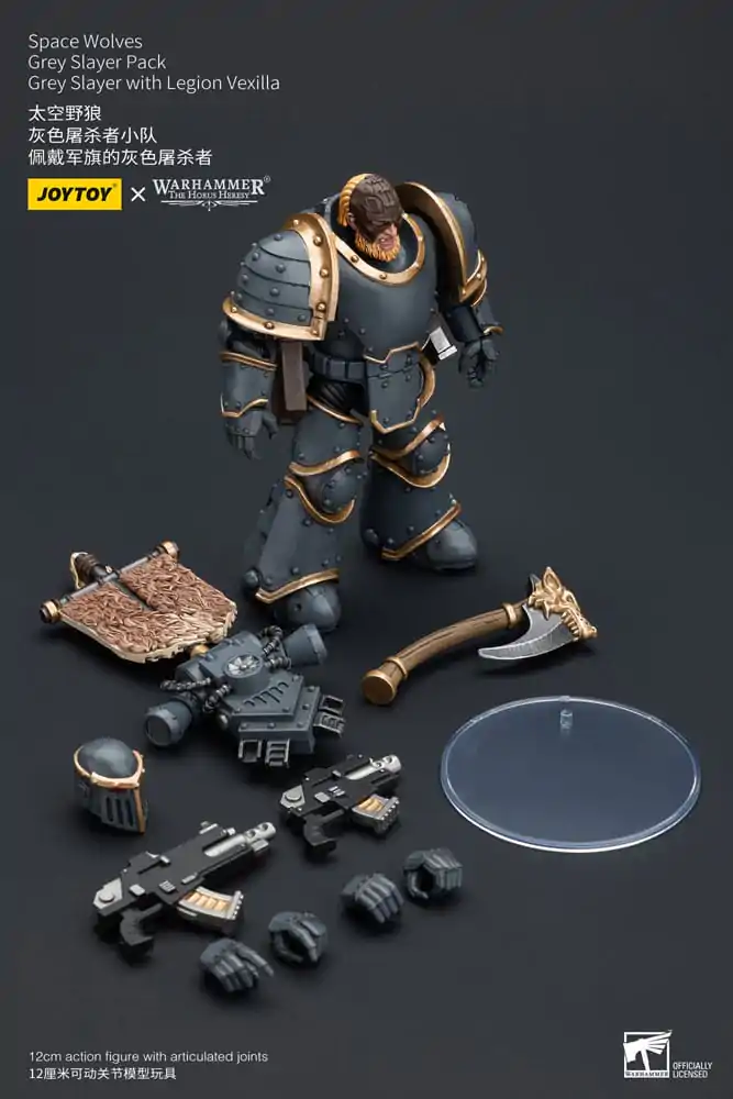 Warhammer The Horus Heresy akční figurka 1/18 Space Wolves Grey Slayer Pack Grey Slayer s Legion Vexilla 12 cm fotografii produktu