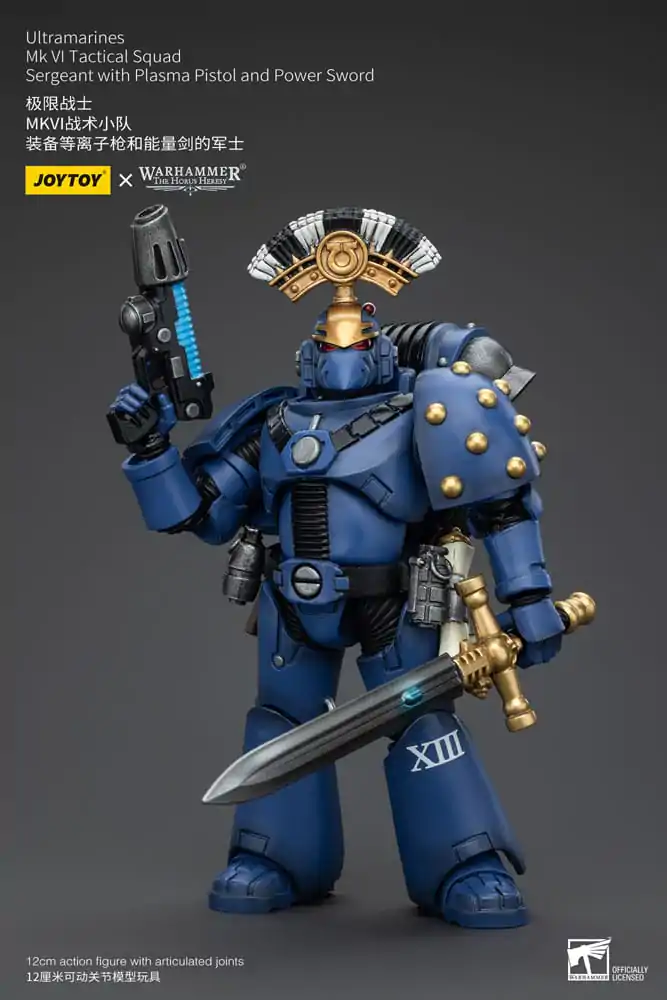 Warhammer The Horus Heresy akční figurka 1/18 Ultramarines MK VI Tactical Squad Sergeant s plazmovou pistolí a silovým mečem 12 cm fotografii produktu