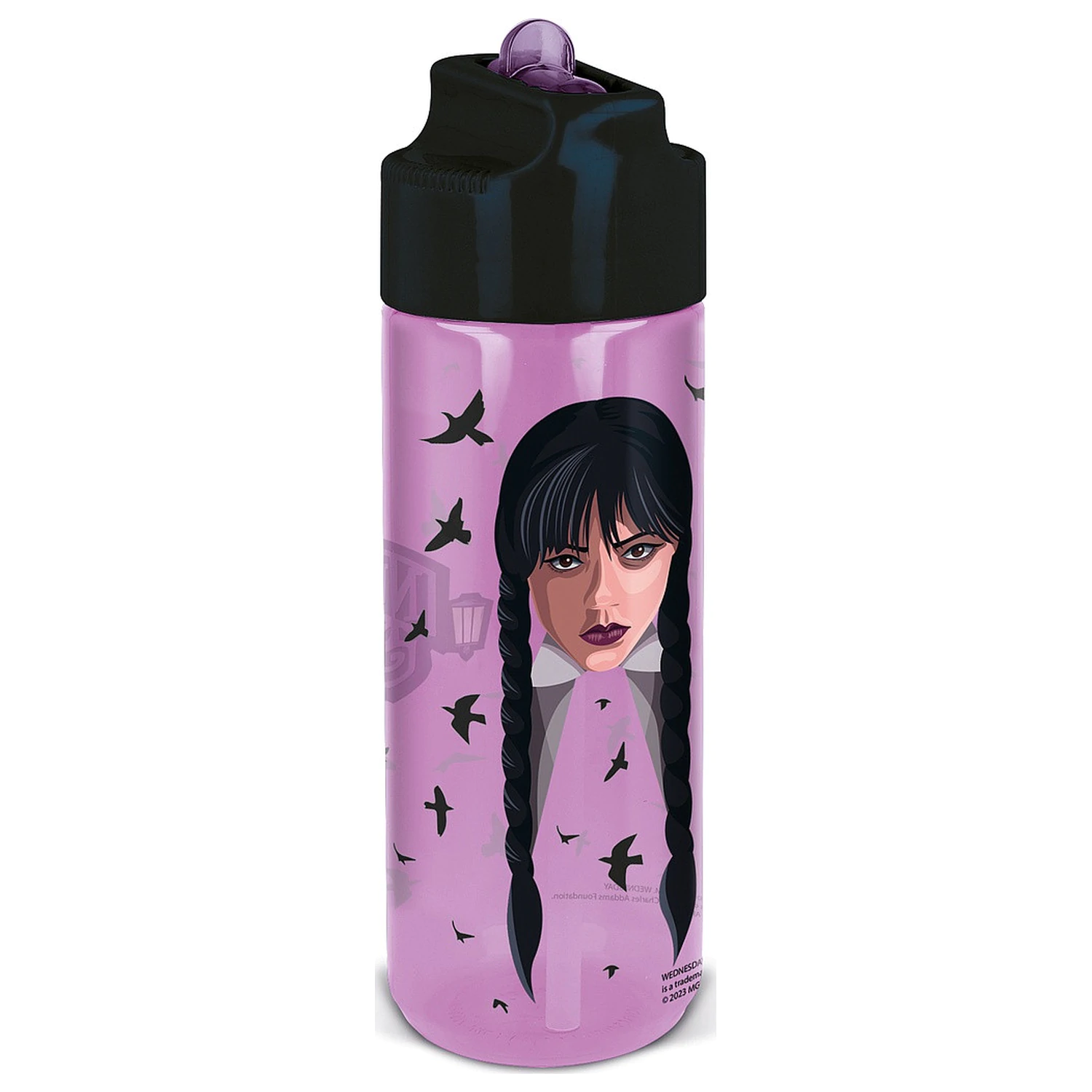 Wednesday Nevermore Academy Tritan plastová láhev na vodu s brčkem 540 ml fotografii produktu