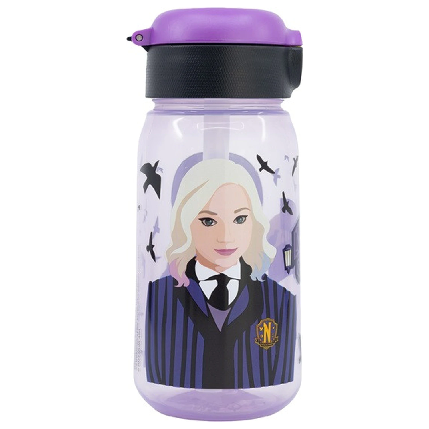 Wednesday Nevermore Academy Plastová láhev se brčkem 510 ml fotografii produktu
