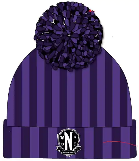 Čepice s bambulí Wednesday Pom-Pom Beanie Nevermore Logo fotografii produktu