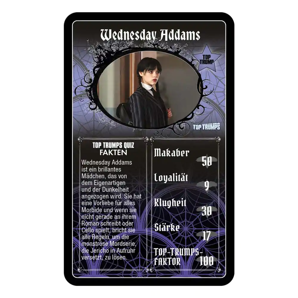 Wednesday Card Game Top Trumps *German Version* - Karetní hra fotografii produktu