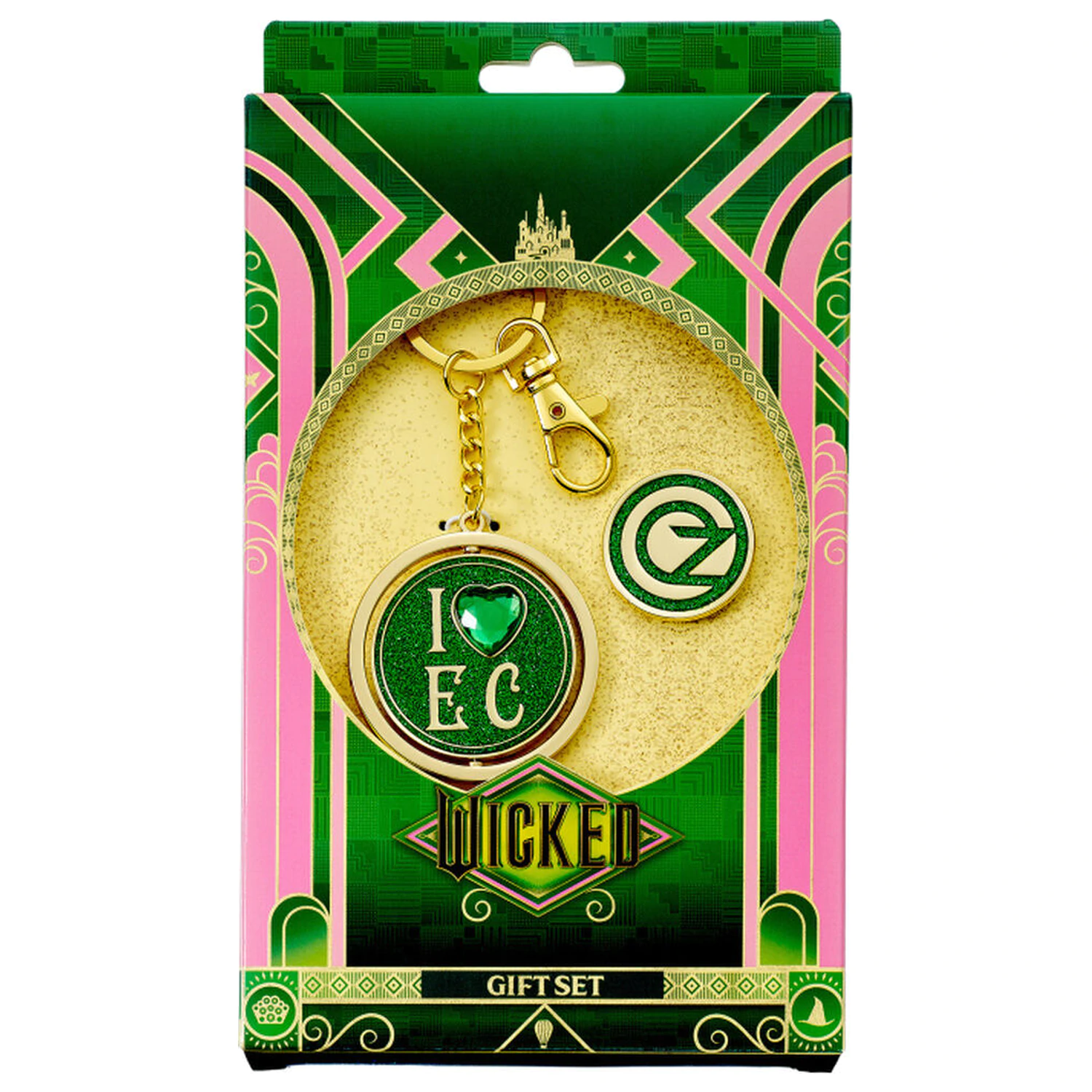 Wicked I love Emerald City Oz Logo klíčenka a odznáček jako dárková sada fotografii produktu