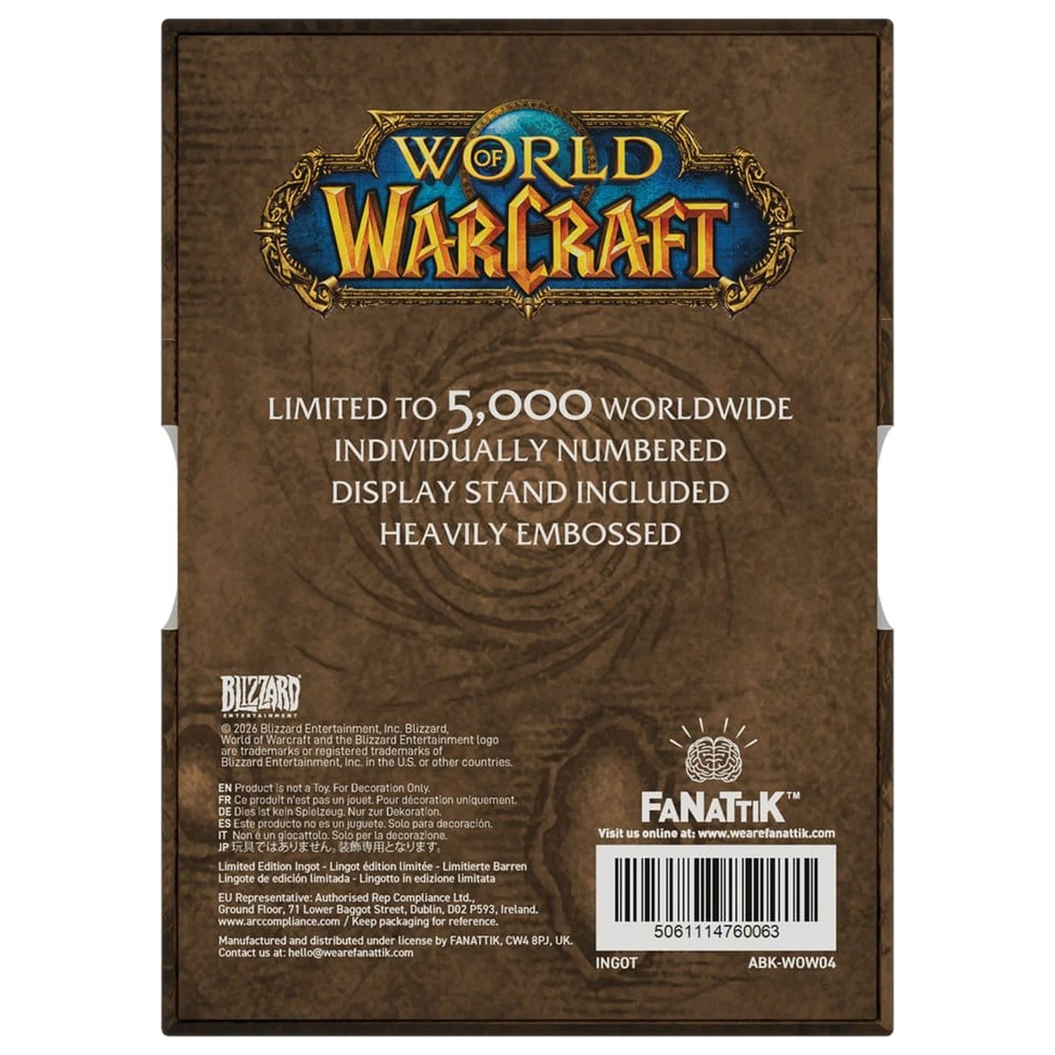 World of Warcraft Ingot Cover Limited Edition fotografii produktu