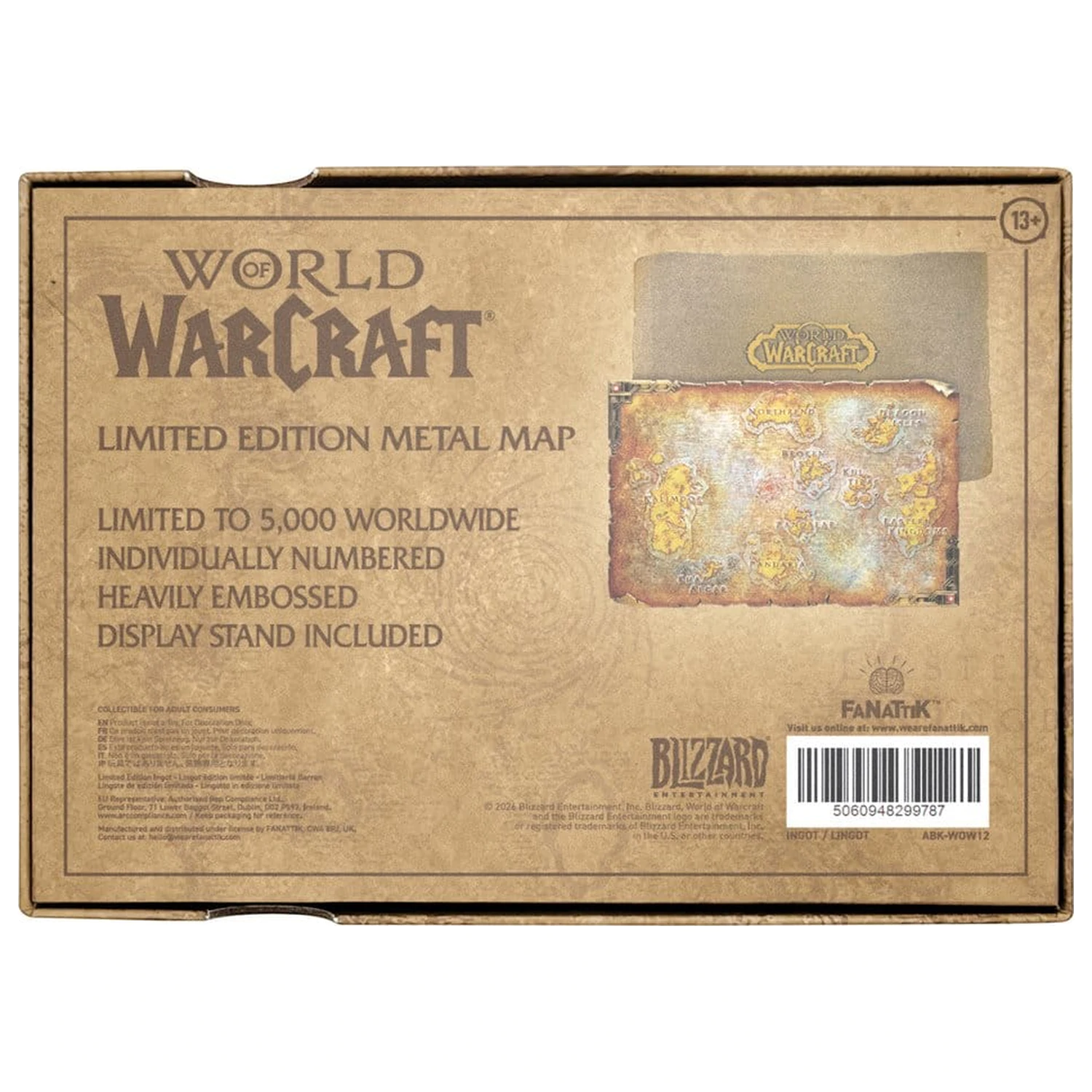 World of Warcraft Replika kovová mapa Azerothu Limitovaná edice 12 x 18 cm fotografii produktu