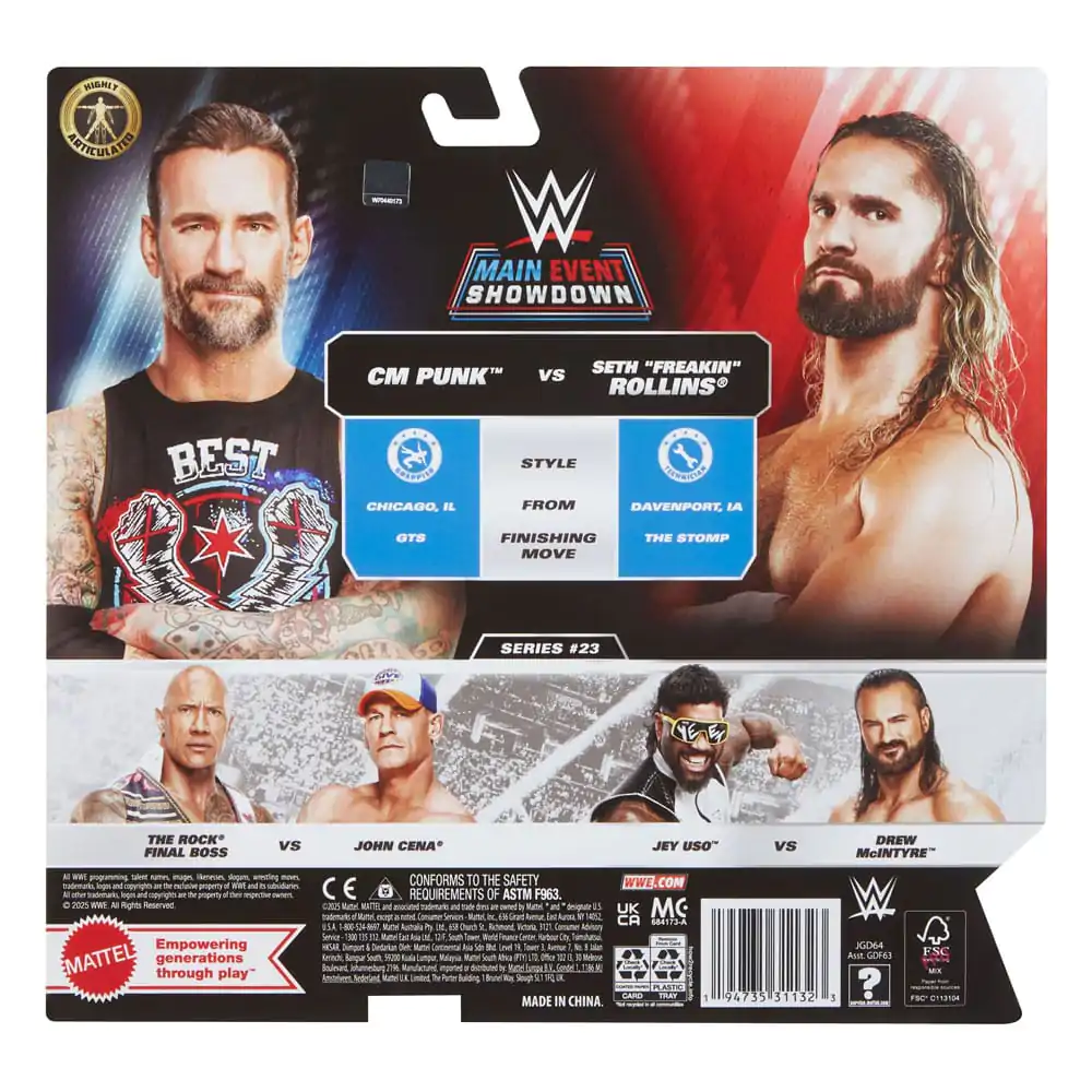 WWE Main Event Showdown Akční figurky CM Punk vs Seth "Freakin" Rollins 2-Pack 15 cm fotografii produktu
