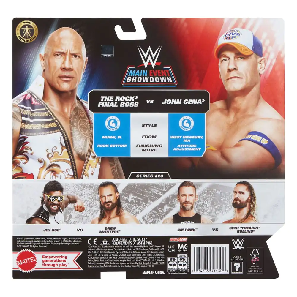 WWE Main Event Showdown Akční figurky The Rock Final Boss vs John Cena 2-balení 15 cm fotografii produktu