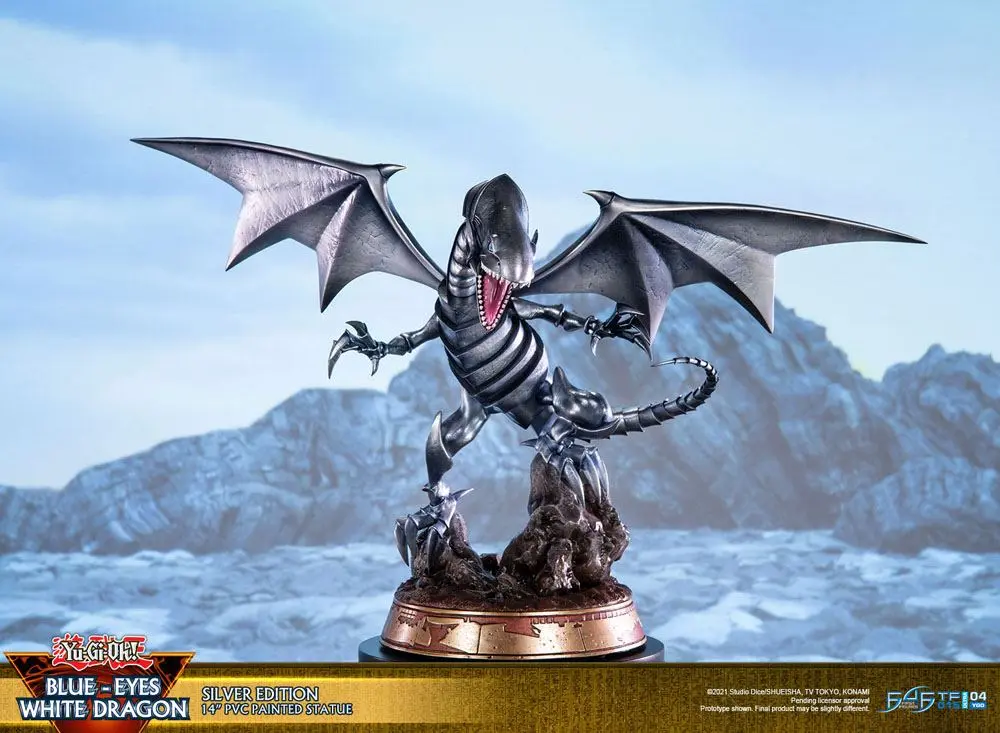 Yu-Gi-Oh! PVC Soška Blue-Eyes White Dragon Silver Edition 35 cm fotografii produktu