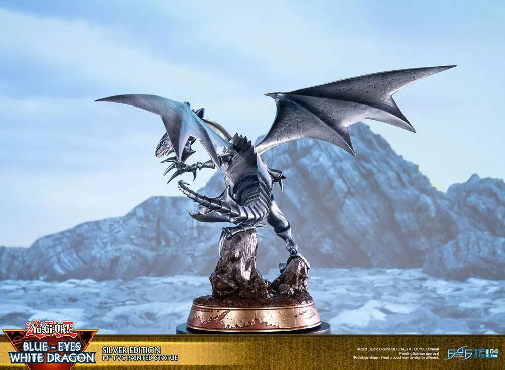 Yu-Gi-Oh! PVC Soška Blue-Eyes White Dragon Silver Edition 35 cm fotografii produktu